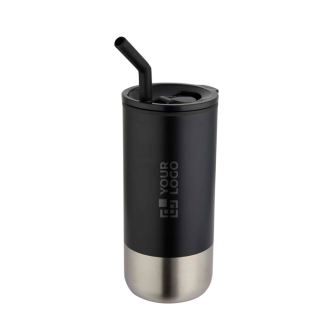 Insulated tumbler with steel straw and silicone tip 480ml