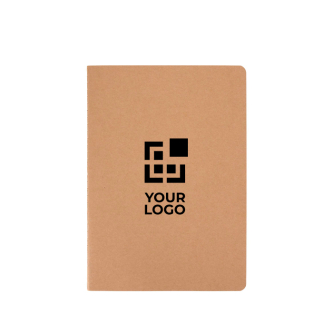 Planner-style notebook, kraft paper cover, stitched spine, A5