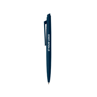 Recycled plastic pen, minimalist design, blue ink