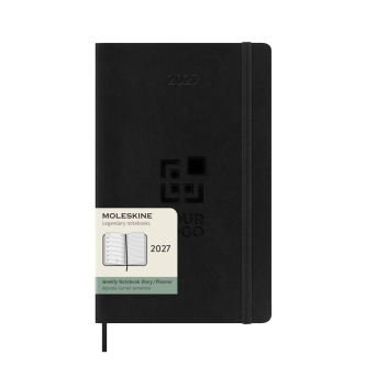 Softcover weekly planner in plastic leather with Moleskine bookmark