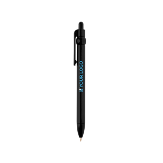 Recycled plastic pen with ball tip and clip, black ink