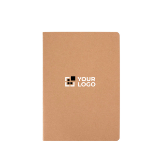 Kraft paper notebook, visible stitched spine, A5, ruled pages