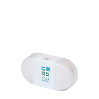 Sharpener with eraser and transparent side caps