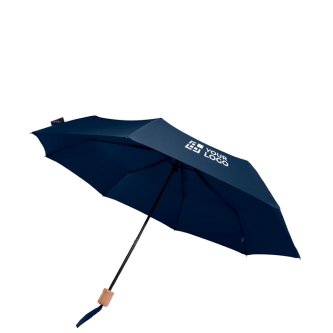 Manual RPET umbrella, 21", polyester pongee, wooden handle, Ø99cm