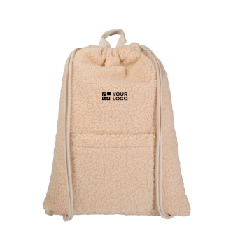 Recycled sherpa drawstring backpack, front pocket, 9L