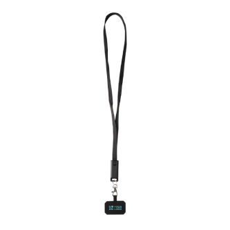 Mobile lanyard, recycled plastic, 5-in-1 charging cable, 65W