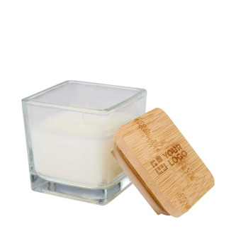 Scented candle in a glass jar with bamboo lid 40g