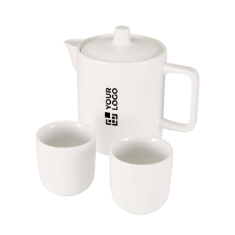 Teapot with two ceramic cups for tea service 600ml