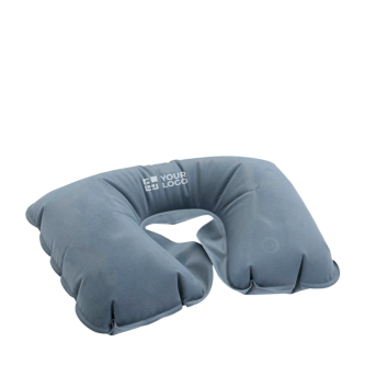 Inflatable, compact travel pillow with matching pouch
