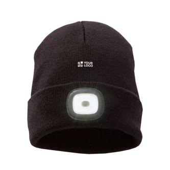 Ribbed stretch beanie, built-in front LED, 92 g/m2