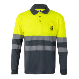 Fluorescent polyester long-sleeve work polo – 160 g/m2 