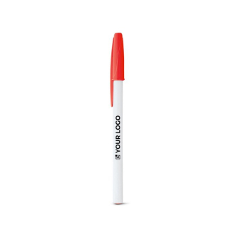 Ballpoint pen with white barrel and cap, Corvina