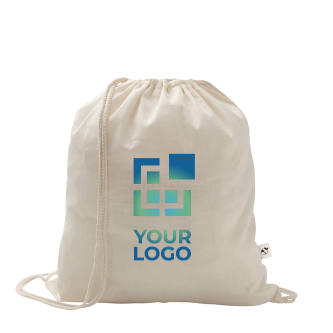 Drawstring backpack in recycled cotton and polyester, 150 g/m2