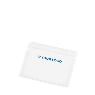 Horizontal plastic ID holder with carabiner holes 11x9cm