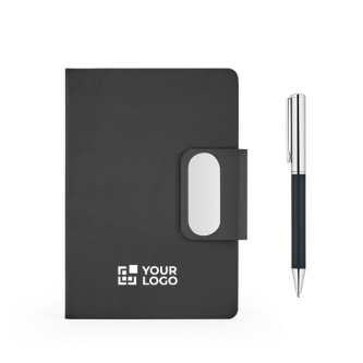 Faux leather A5 pen and notebook set, lined pages