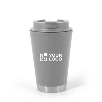 Double-wall plastic travel cup with flip lid 410ml