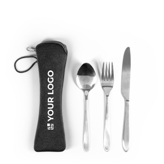 3-piece stainless steel cutlery set with pouch