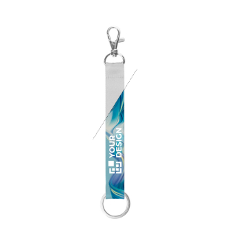 Short recycled polyester lanyard with ring and standard clip 2 x 1.5cm