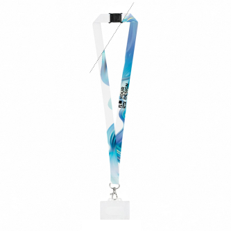 Sublimated polyester lanyard with carabiner, clasp and card 2cm