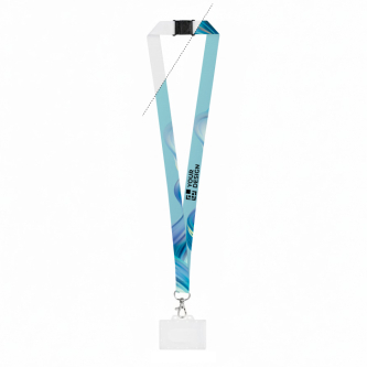 Recycled polyester lanyard with carabiner and badge holder 2cm