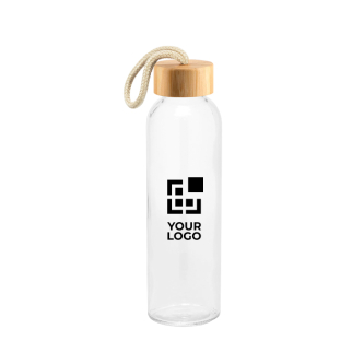 Glass bottle with bamboo lid and rope handle 520 ml