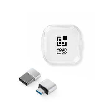 Plastic adapter set with USB-A and USB-C formats