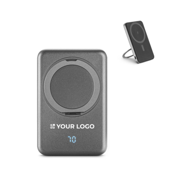 Magnetic recycled ABS power bank, 15W charging, 5000 mAh