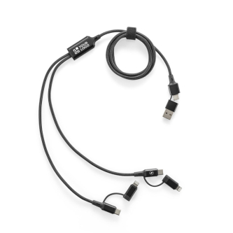 Ultra-fast 6-in-1 USB cable in aluminium & PET, versatile design