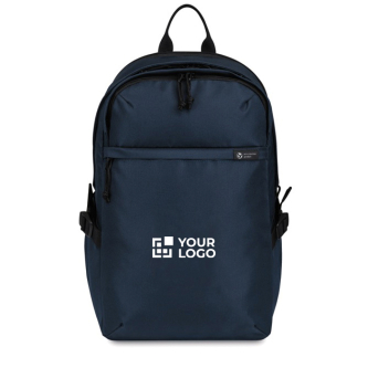 Recycled rPET laptop backpack, pockets, padded handle, 15"