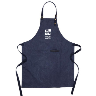 Recycled material apron with front pocket