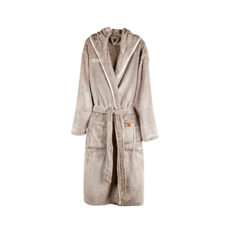 Premium fleece bathrobe with hood and pockets, size L/XL