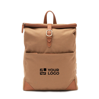 Recycled polyester laptop backpack with buckle closure