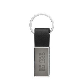 Elegant promotional keyrings in recycled black leather