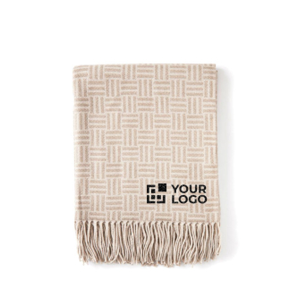 Geometric, patterned promotional blanket made of acrylic