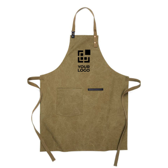 Recycled material apron with front pocket