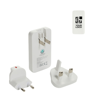Ultra-slim flat charger with travel plugs and USB-C 65W
