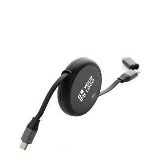 Retractable recycled aluminium 2-in-1 240W charging and data cable