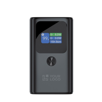 Aluminium power bank, fast charging, HQ display, 10,000 mAh