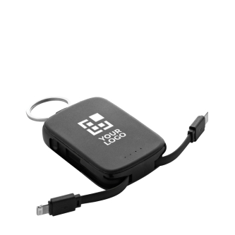 Eco keyring power bank with integrated cables 2000 mAh