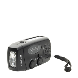 Recycled ABS multifunction emergency radio, hand crank, 1,800 mAh