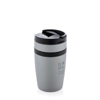 Compact promotional thermal mug with silicone band, 280 ml