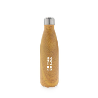 Elegant steel bottle with wood print, 500 ml