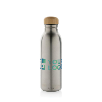 Recycled stainless steel bottle with bamboo lid, 600 ml