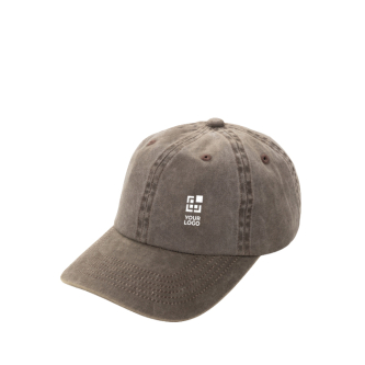 6-panel washed-effect cap in recycled cotton 270 g/m²