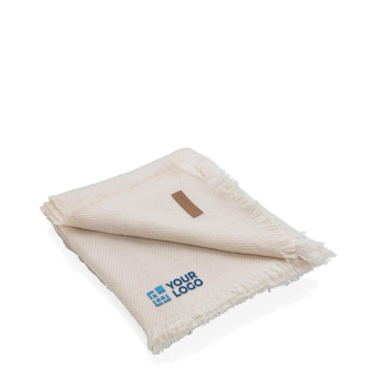 Eco woven blanket with fringe edges and custom design