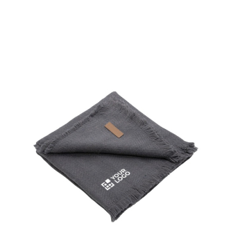 Eco woven blanket with fringe edges and custom design