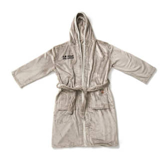 Premium fleece bathrobe with hood and pockets, size S/M