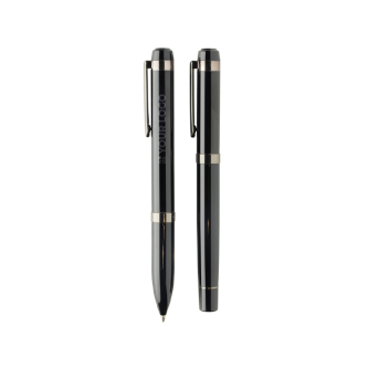 Swiss Peak metal writing set with ballpoint pen and rollerball, blue ink
