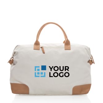Branded travel bag made of recycled canvas