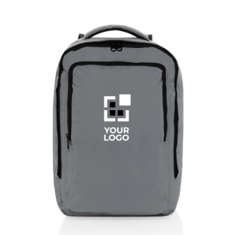 RPET travel backpack with 19 L capacity and top handle